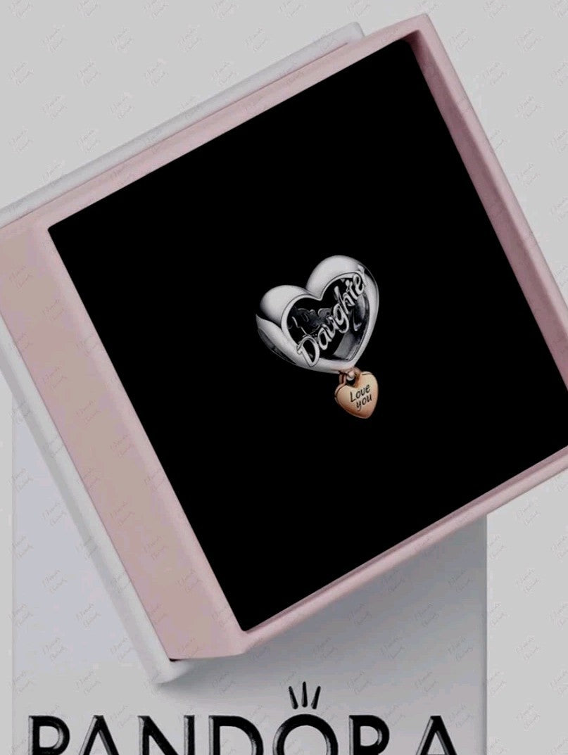 Authentic Pandora #782327C00 Love You Daughter Heart Charm W/ Box