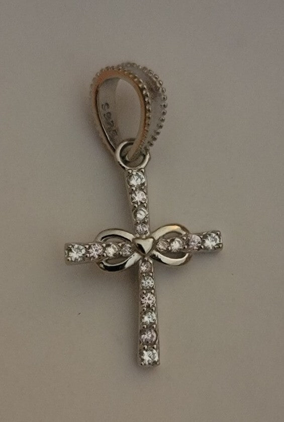 Authentic L'AMOUR Sterling Silver Sparkling Cross Dangle Charm B19