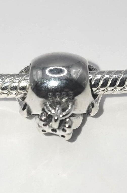 Authentic L'Amour 925 Sterling Silver My Dog Pet Sparkling Bow dangle Charm