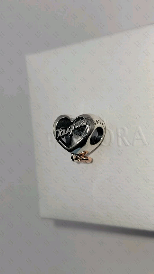 Authentic Pandora #782327C00 Love You Daughter Heart Charm W/ Box 