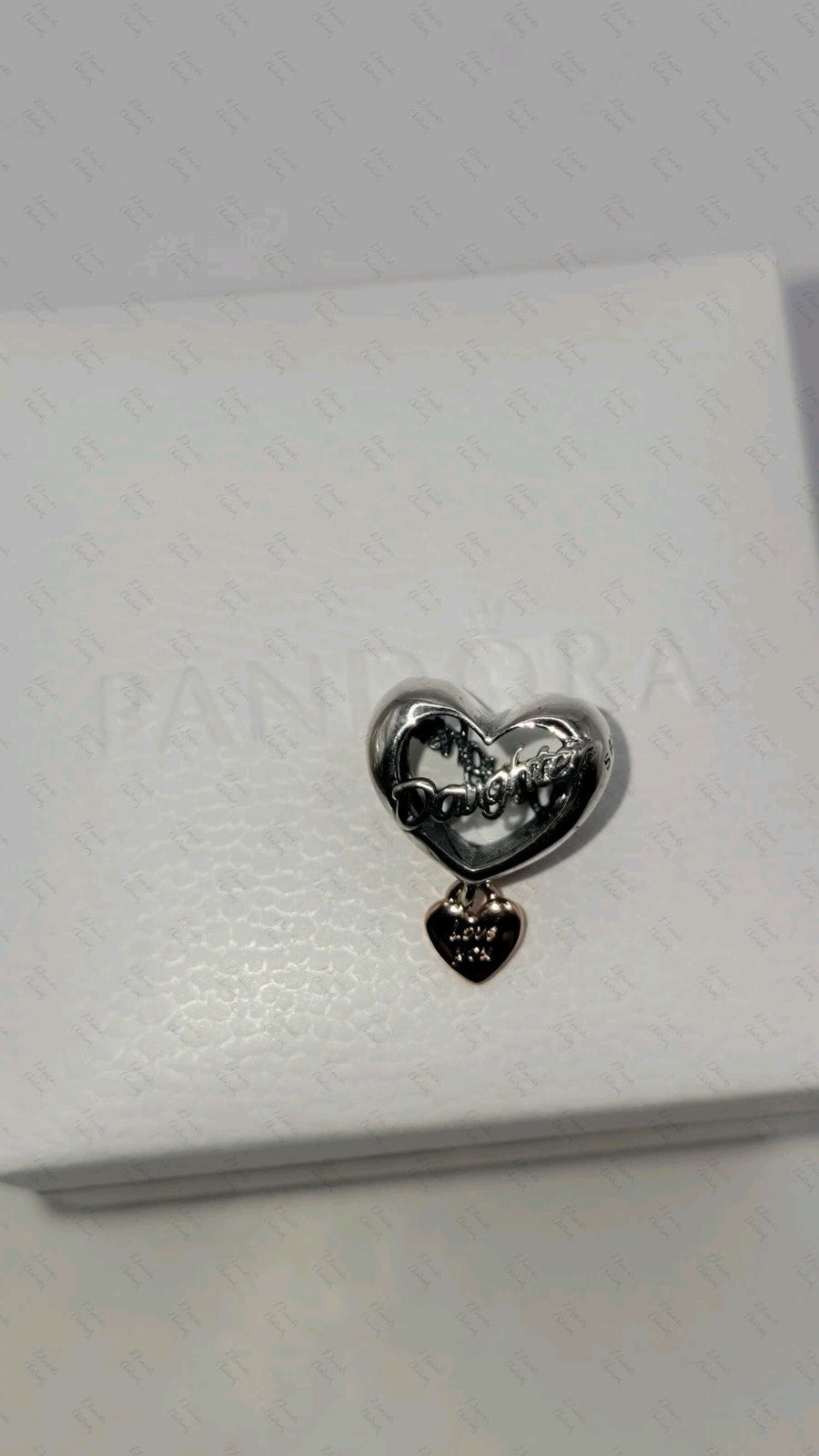 Authentic Pandora #782327C00 Love You Daughter Heart Charm W/ Box 
