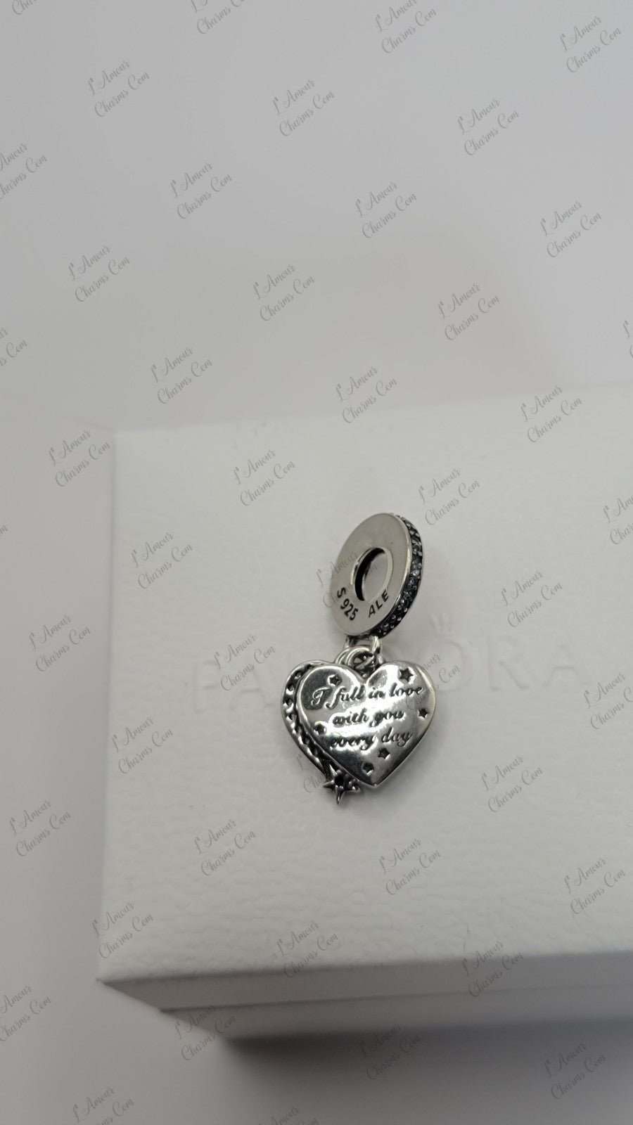 Authentic Celestial Shooting Star Heart Double Dangle Charm 792356C01 W/ Box