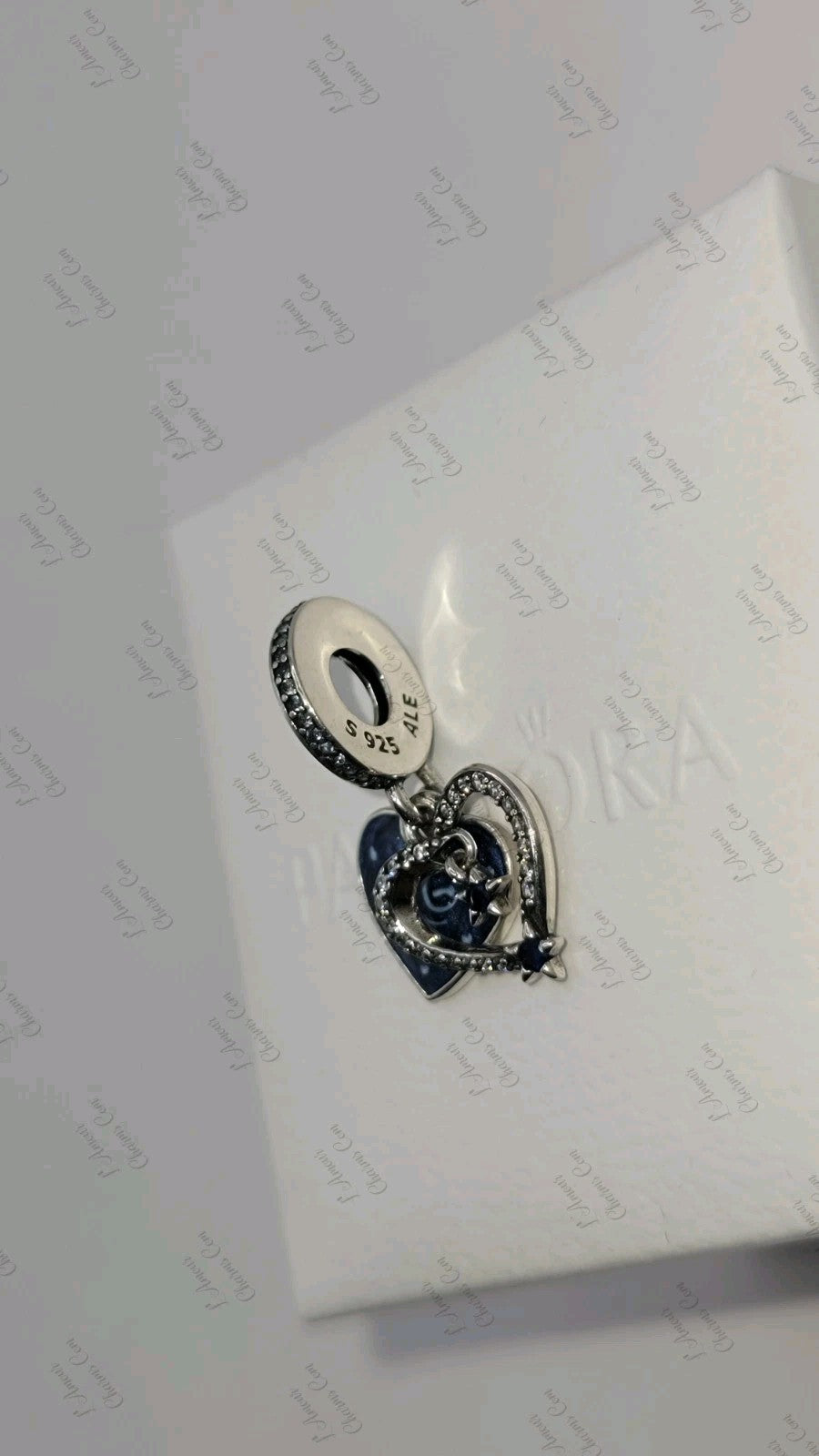 Authentic Celestial Shooting Star Heart Double Dangle Charm 792356C01 W/ Box