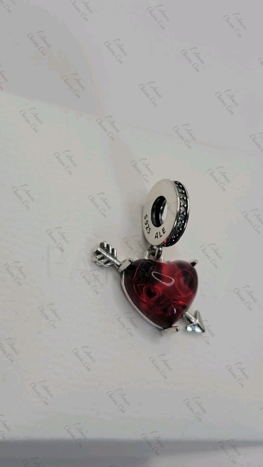 Authentic PANDORA 925 Red Heart & Arrow Murano Glass  Charm  793085C01 W/ Box