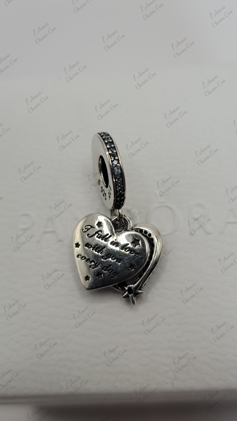 Authentic Celestial Shooting Star Heart Double Dangle Charm 792356C01 W/ Box