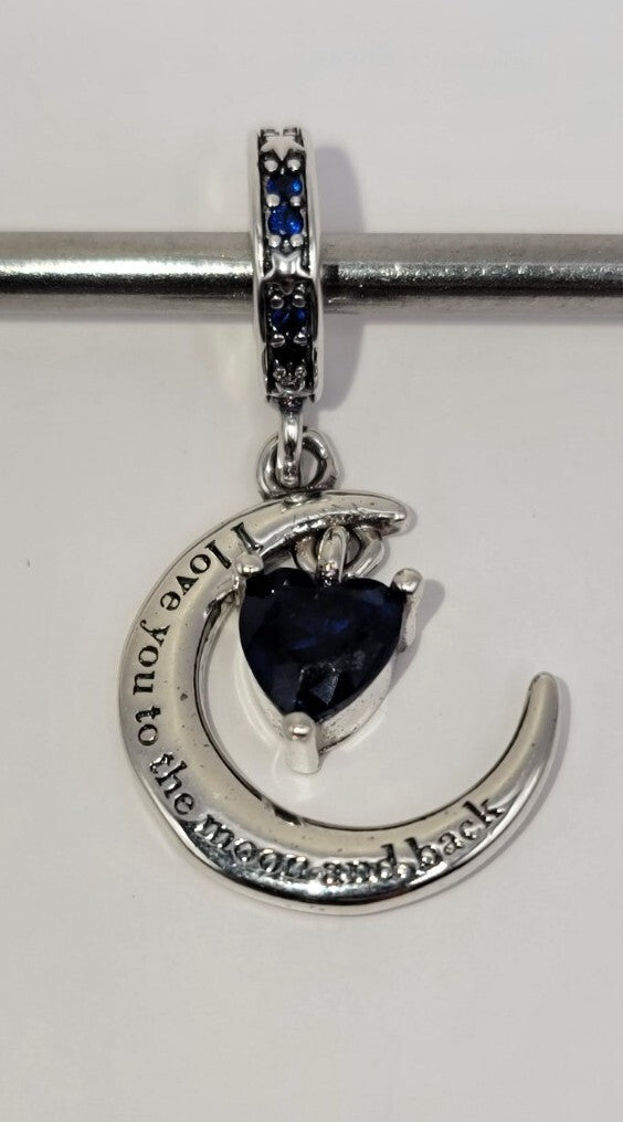 Authentic L'AMOUR Sterling Silver I Love You to the Moon and Back Love Charm A62
