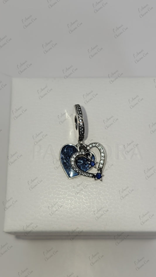 Authentic Celestial Shooting Star Heart Double Dangle Charm 792356C01 W/ Box