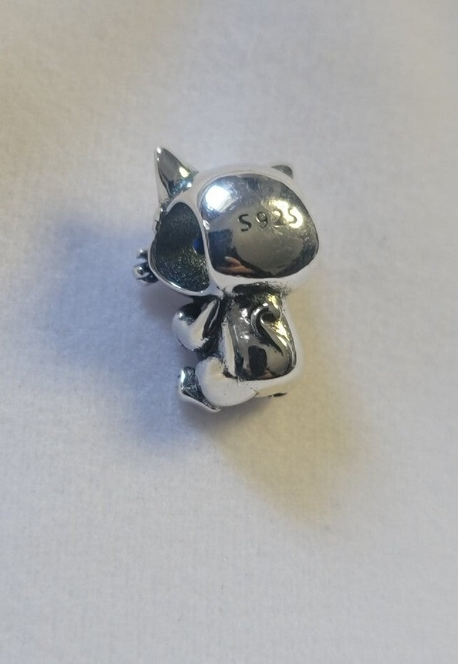 Authentic L'Amour Sterling Silver Cat Kitten Holding A Blue Gem 💎  Charm