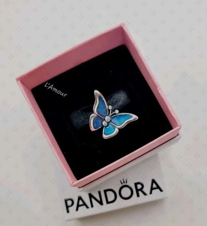Authentic Pandora 925 Ale Blue Oversized Butterfly Charm 793747C01 w/ Box E41