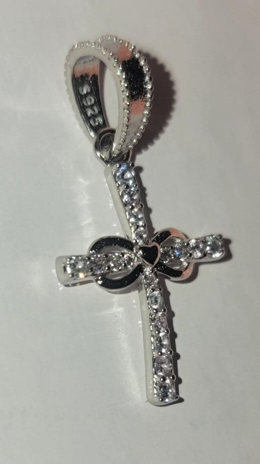 Authentic L'AMOUR Sterling Silver Sparkling Cross Dangle Charm    B19