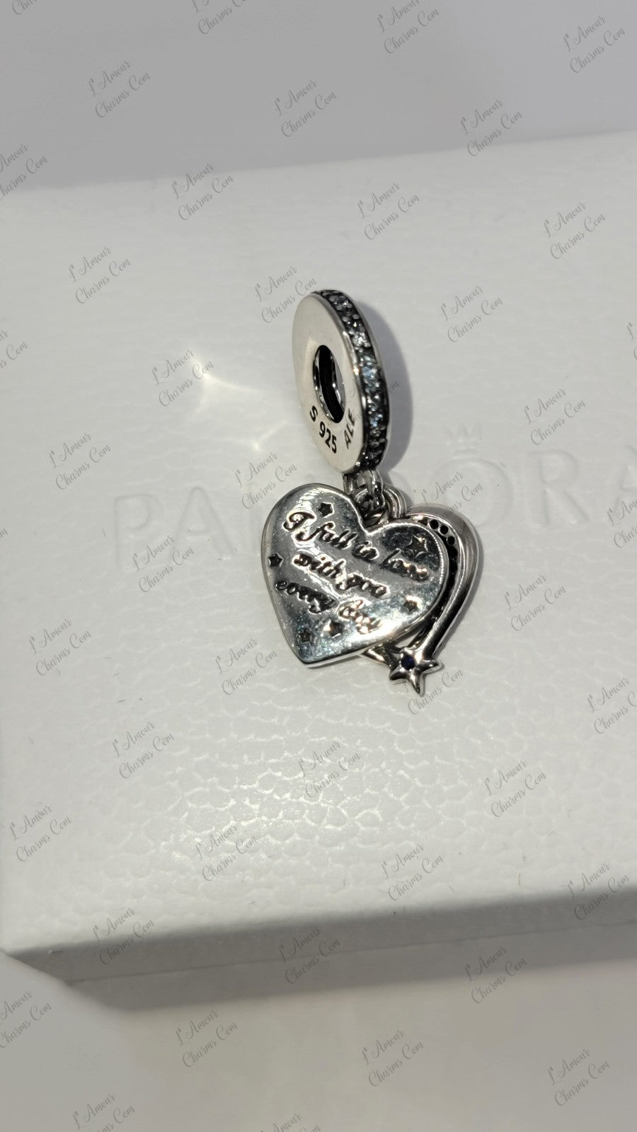 Authentic Celestial Shooting Star Heart Double Dangle Charm 792356C01 W/ Box