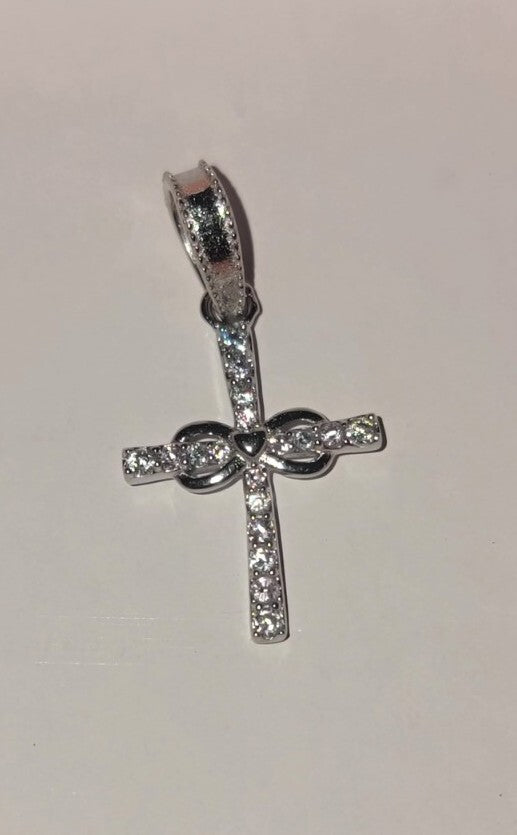 Authentic L'AMOUR Sterling Silver Sparkling Cross Dangle Charm    B19