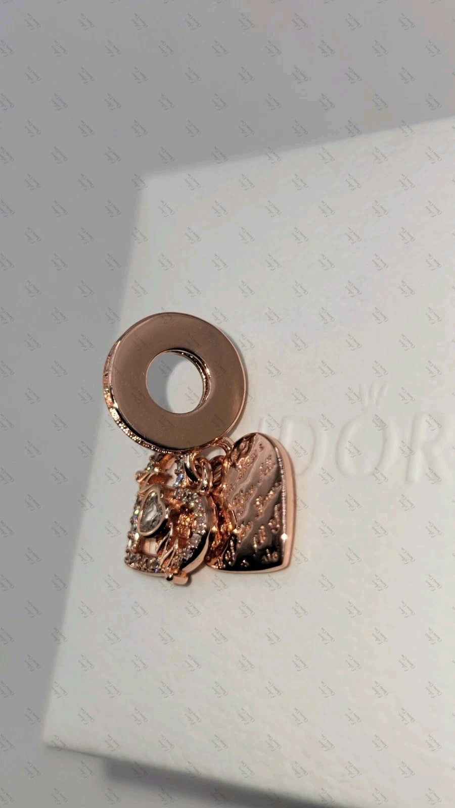 Authentic Pandora #789402C01 Heart & Mom Double Dangle Charm CZ W/ Box B35