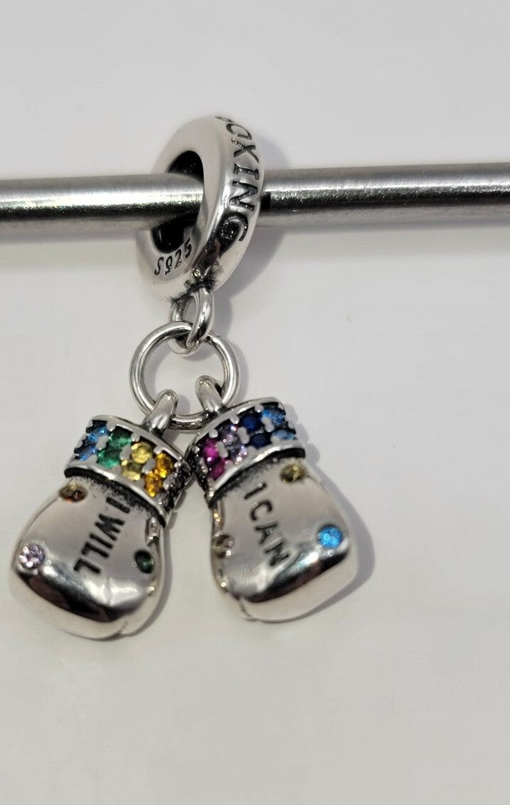 Authentic L'AMOUR Sterling Silver GIRL POWER boxing Gloves Charm Pendant 🥊 A49