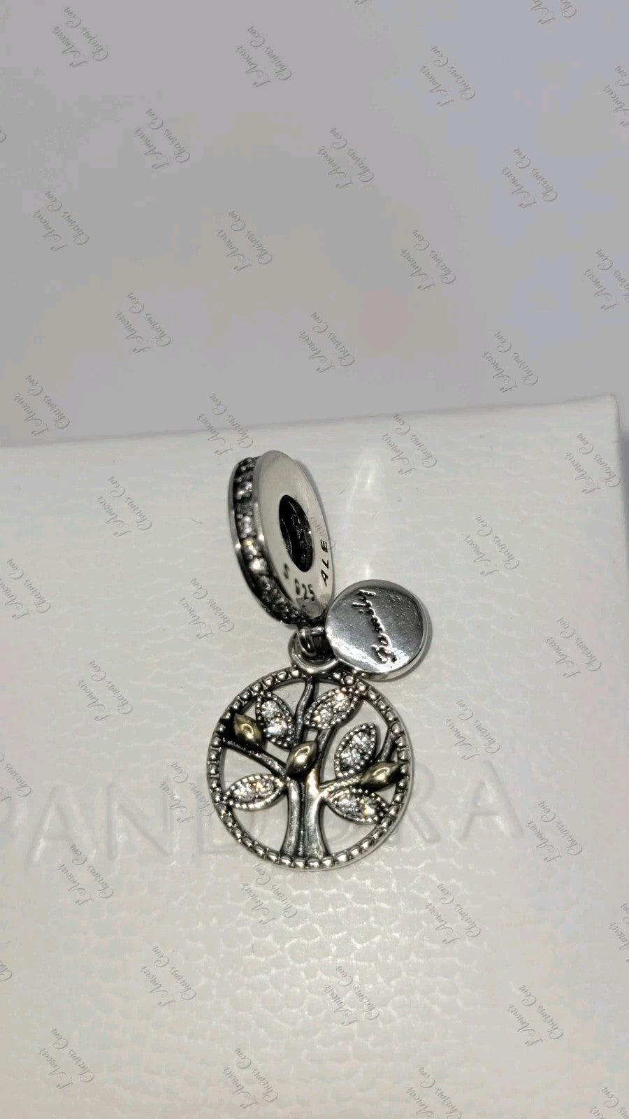 Authentic PANDORA FAMILY TREE CZ DANGLE CHARM STERLING ALE 791728CZ W/ Box