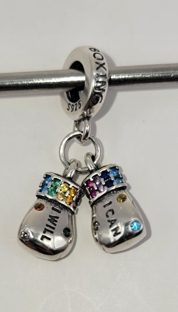 Authentic L'AMOUR Sterling Silver GIRL POWER boxing Gloves Charm Pendant 🥊 A49