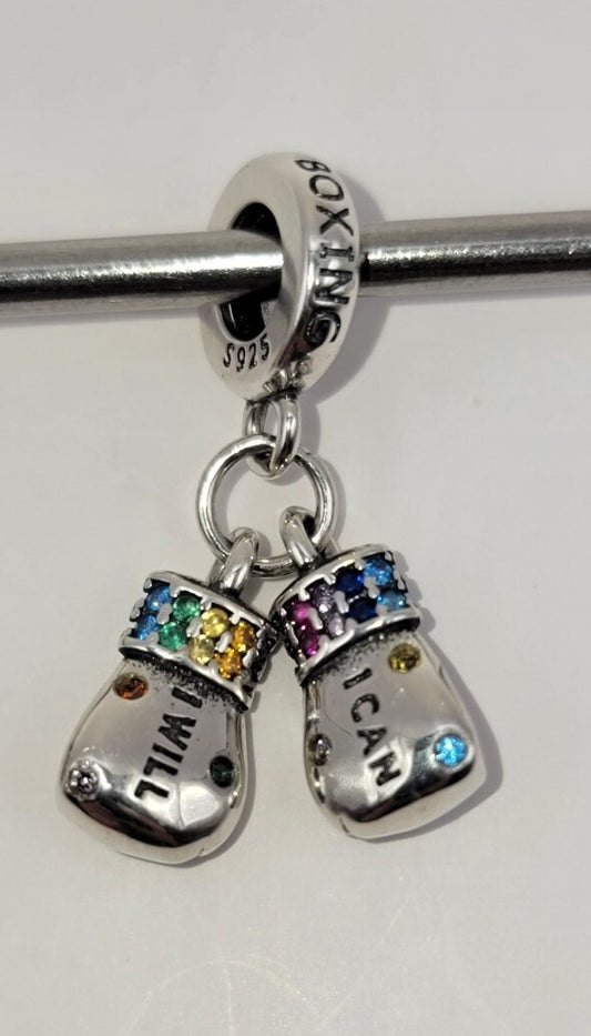 Authentic L'AMOUR Sterling Silver GIRL POWER boxing Gloves Charm Pendant 🥊 A49
