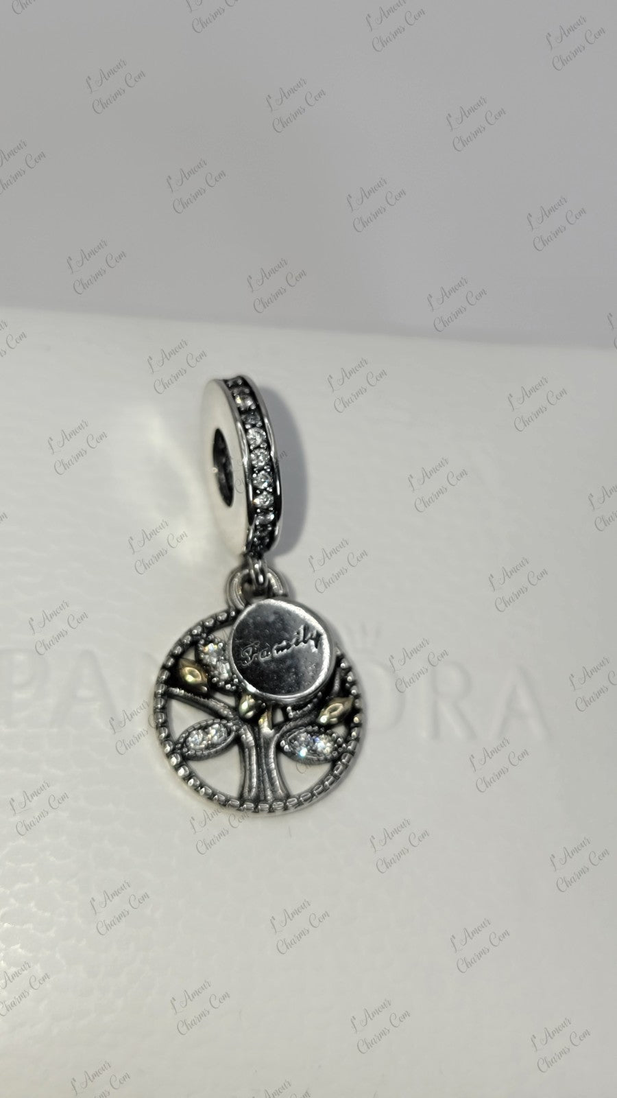Authentic PANDORA FAMILY TREE CZ DANGLE CHARM STERLING ALE 791728CZ W/ Box