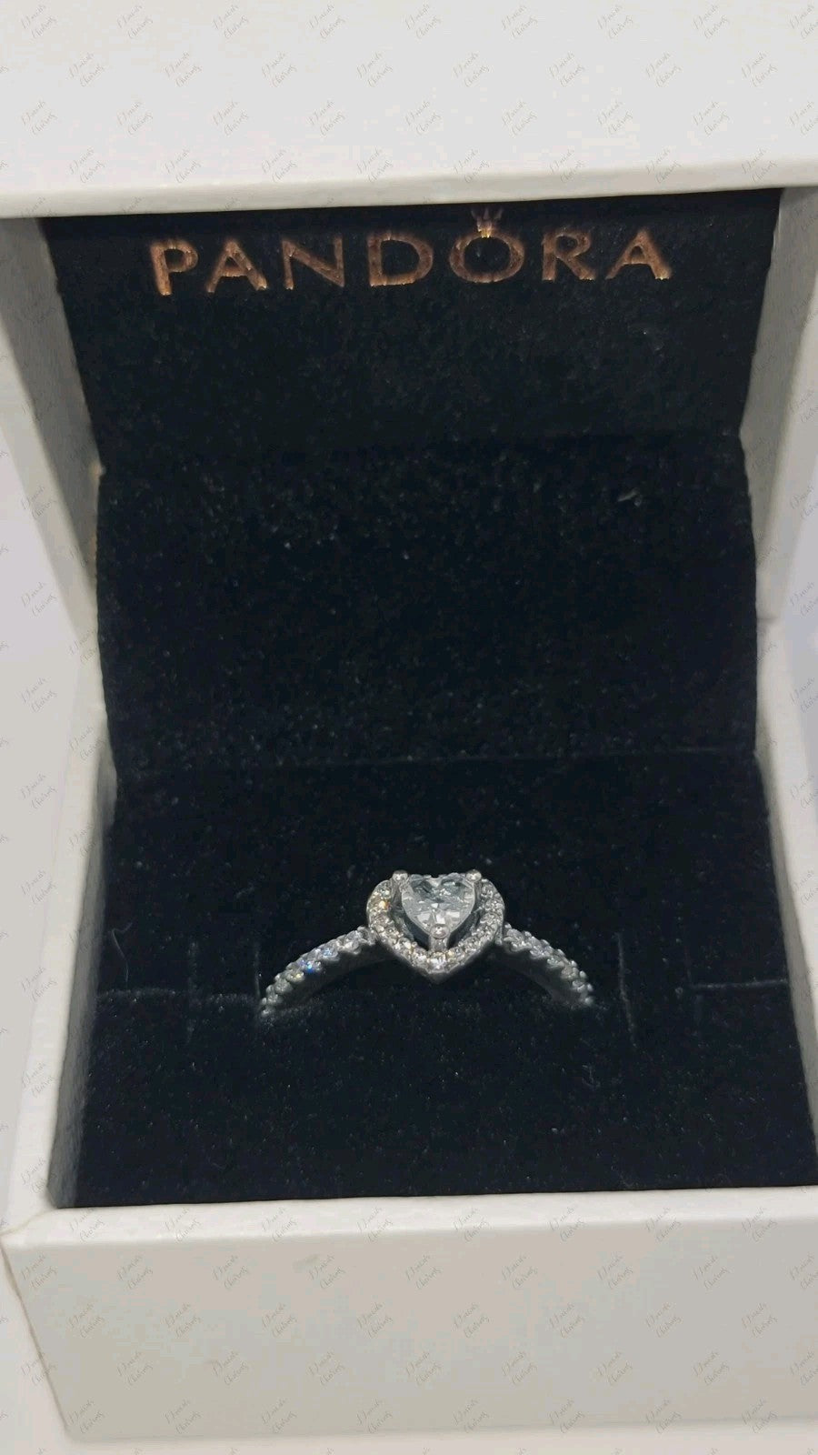 Authentic Pandora #198421C01 Elevated Heart Ring w/ Clear CZ Size 9 W/ Box