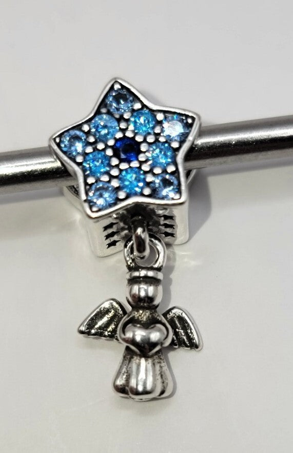 Authentic L'AMOUR Sterling Silver Shining Star Angel Dangle Charm - A53