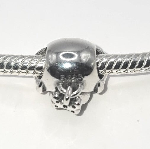 Authentic L'Amour 925 Sterling Silver My Dog Pet Sparkling Bow dangle Charm