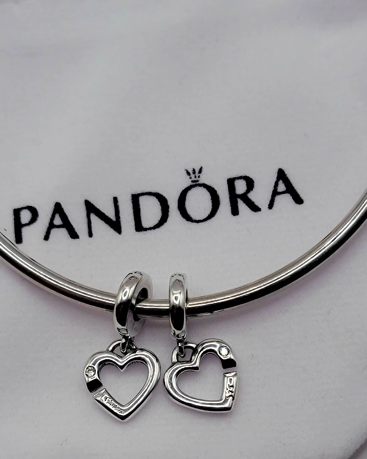 Authentic Pandora #799538C01 Linked Sisters Hearts Split Dangle Charm w/ Box