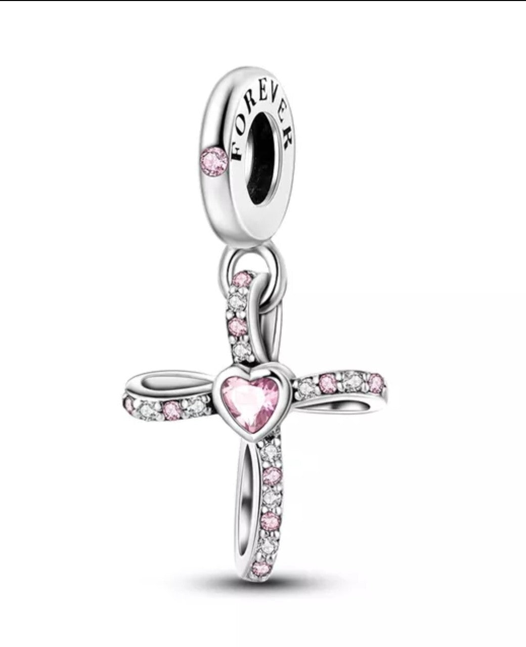 Authentic 925 Sterling Silver Sparkling Cross Pendant Charm 🔅