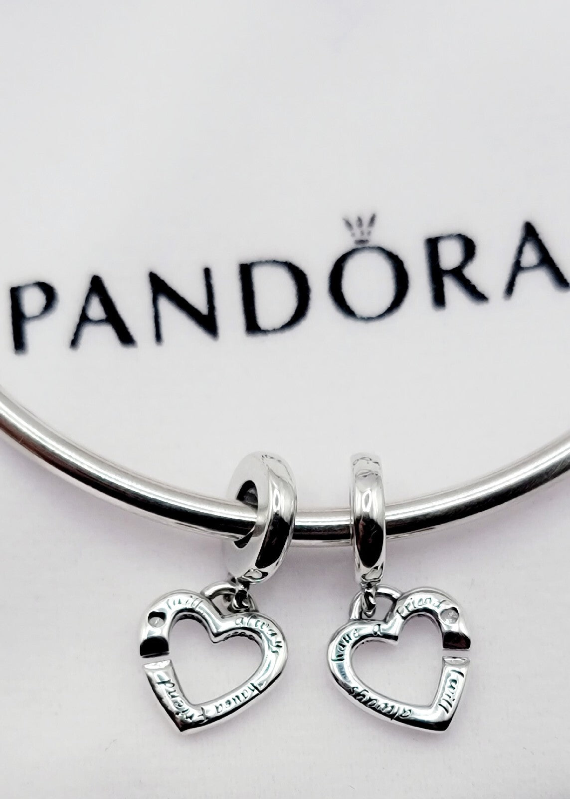 Authentic Pandora #799538C01 Linked Sisters Hearts Split Dangle Charm w/ Box