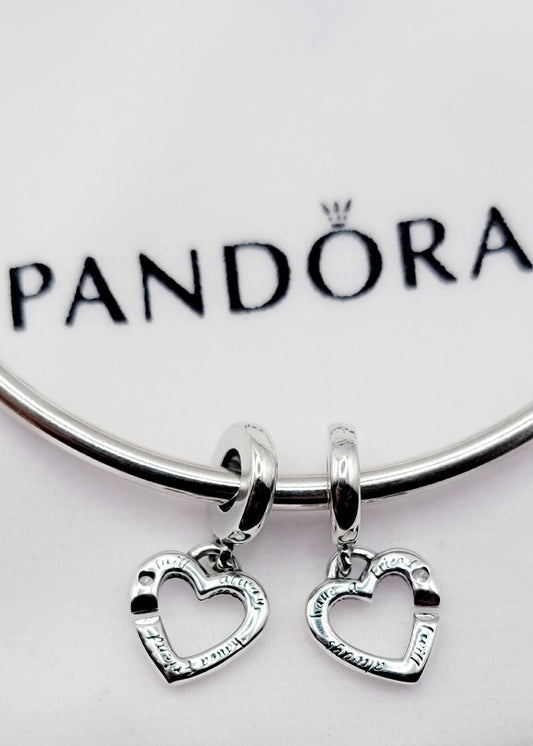 Authentic Pandora #799538C01 Linked Sisters Hearts Split Dangle Charm w/ Box
