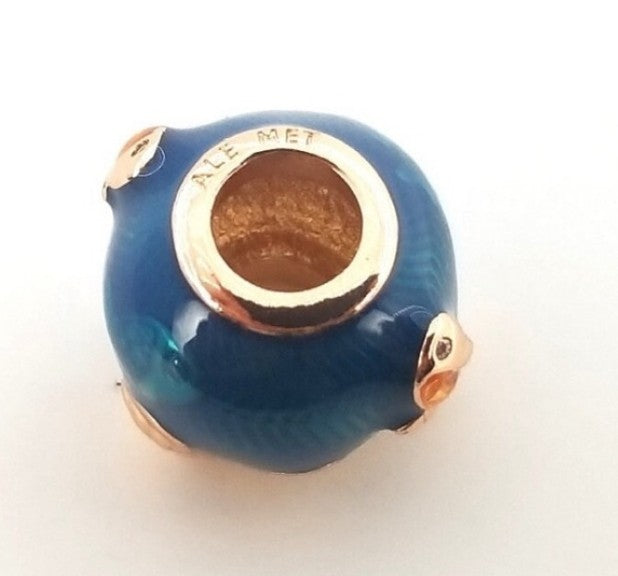 Authentic Pandora 789004C01 Rose Shimmering Ocean Waves & Fish Charm w/ Box E36