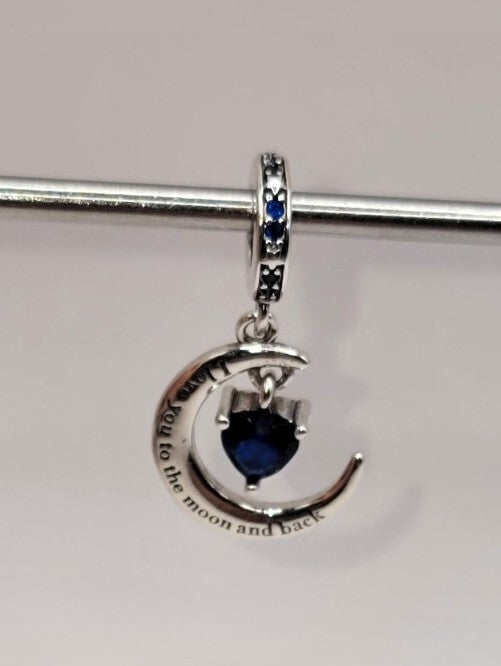 Authentic L'AMOUR Sterling Silver I Love You to the Moon and Back Love Charm A62
