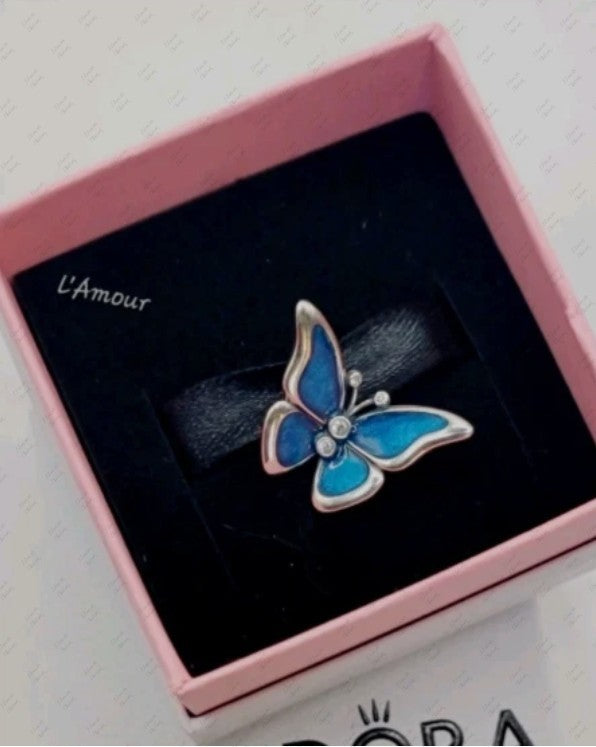 Authentic Pandora 925 Ale Blue Oversized Butterfly Charm 793747C01 w/ Box E41