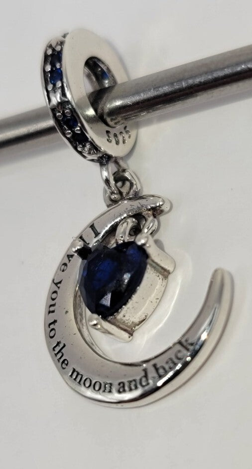 Authentic L'AMOUR Sterling Silver I Love You to the Moon and Back Love Charm A62