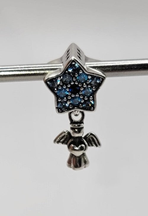 Authentic L'AMOUR Sterling Silver Shining Star Angel Dangle Charm - A53