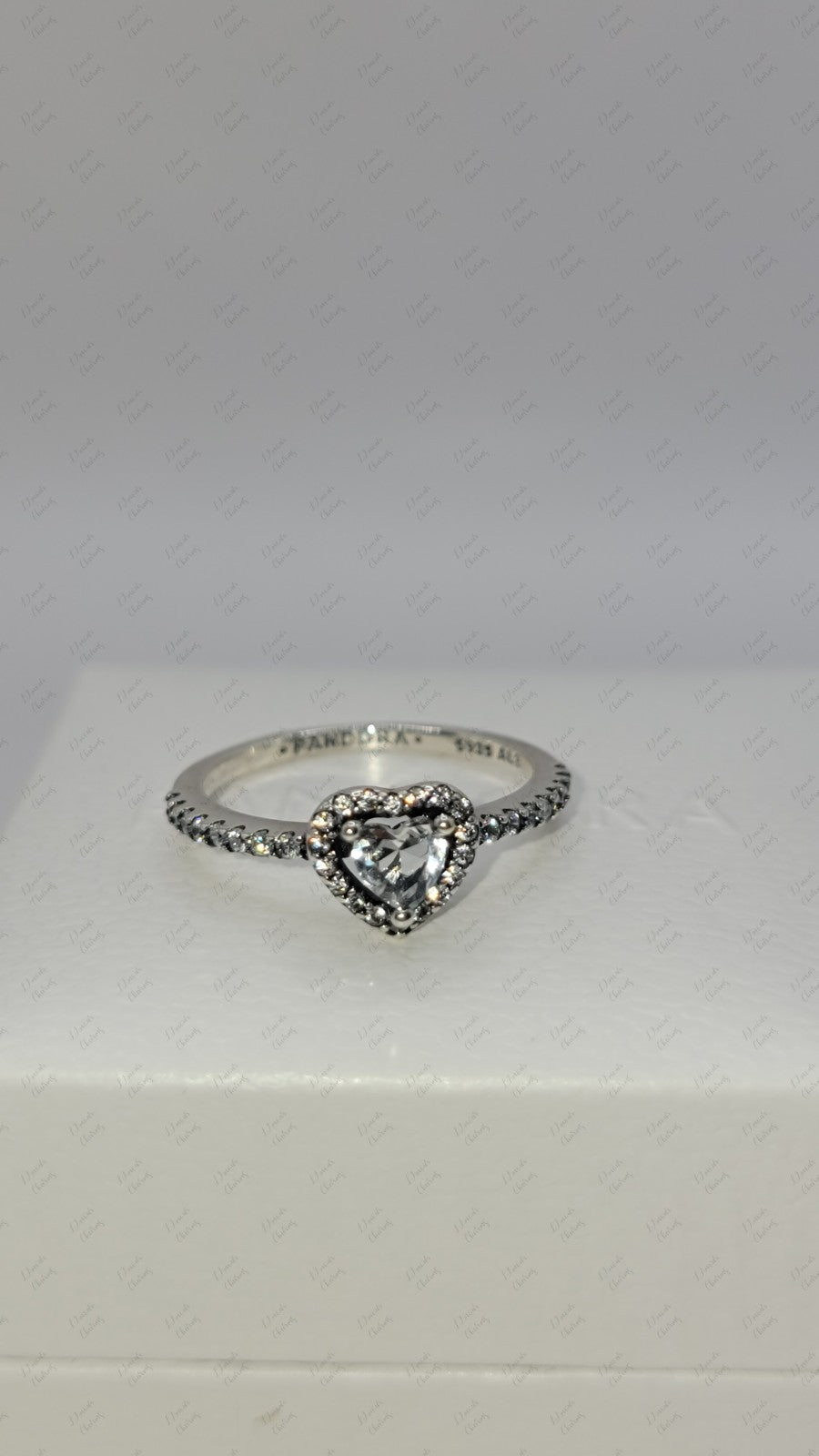 Authentic Pandora #198421C01-56 Elevated Heart Ring w/ Clear CZ Size 7.5 W/ Box
