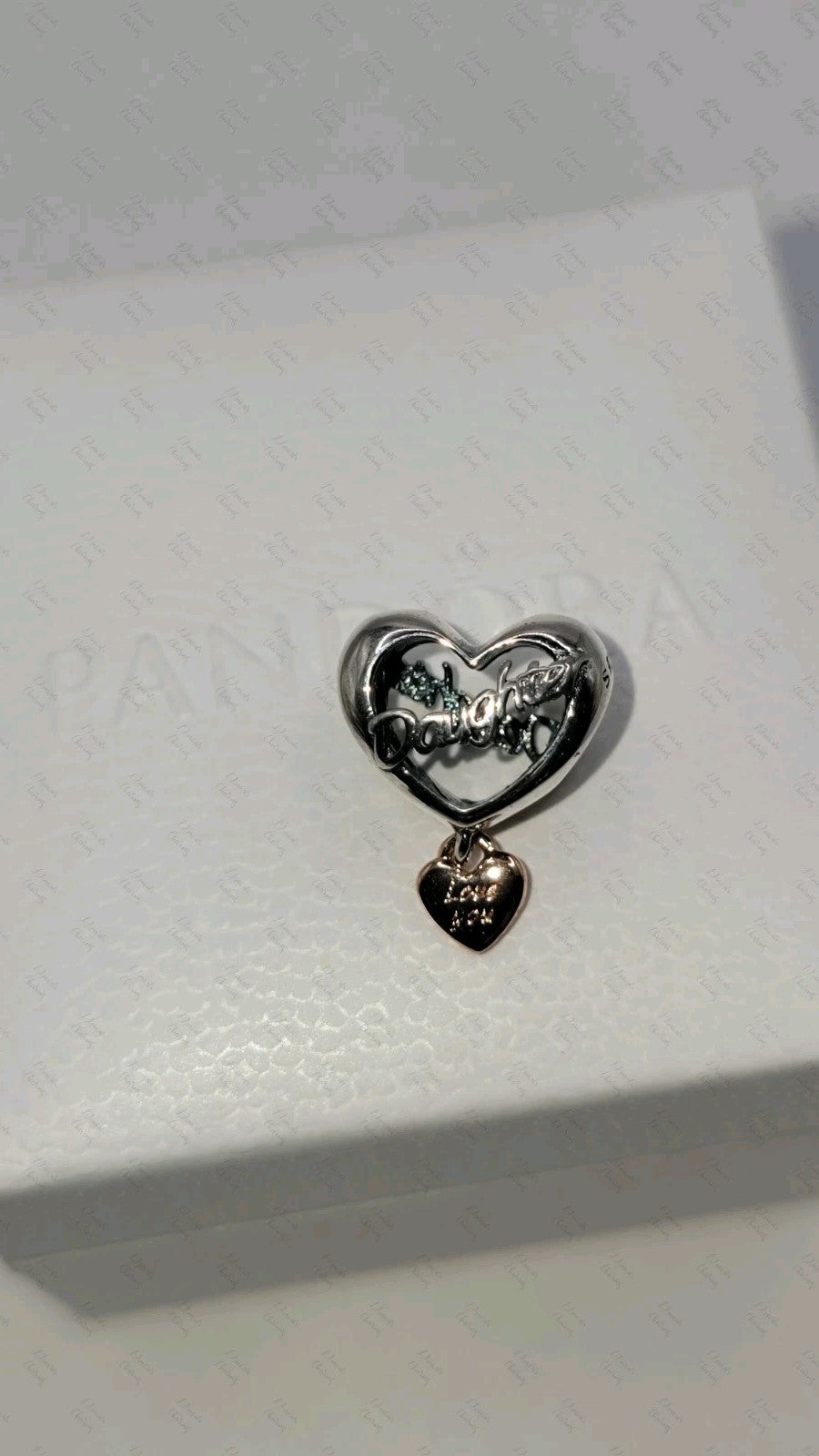Authentic Pandora #782327C00 Love You Daughter Heart Charm W/ Box 