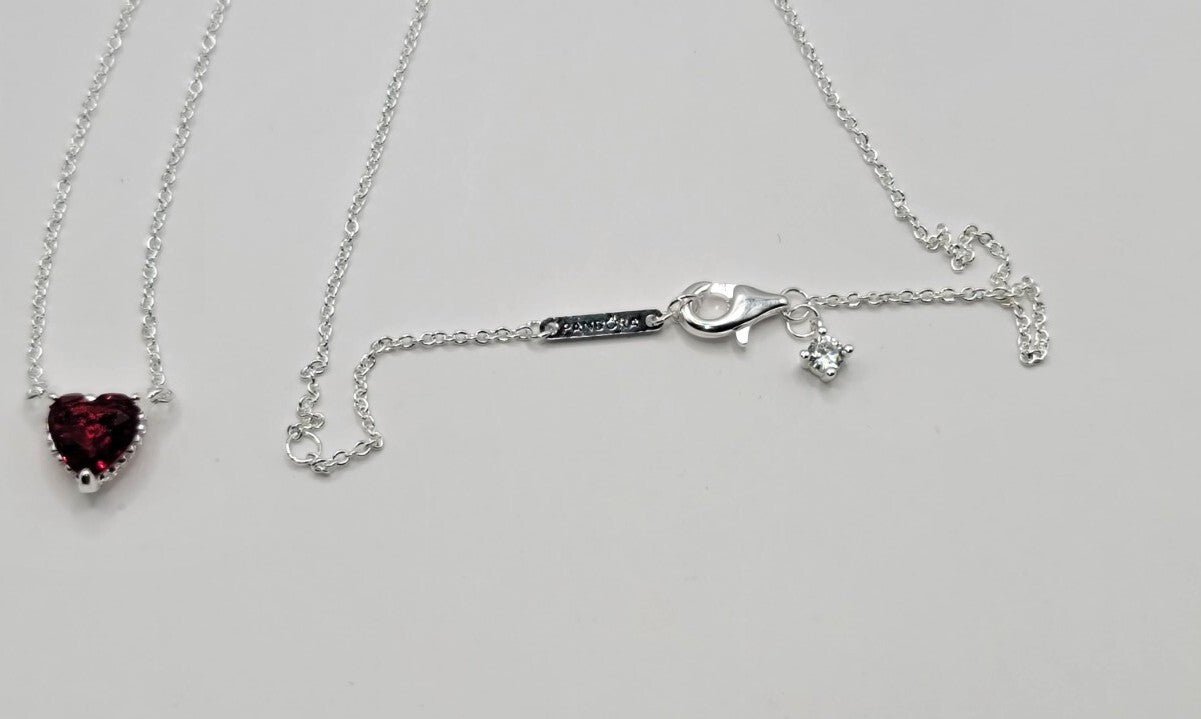 Authentic Pandora Sparkle Heart Halo Pendant Necklace & Heart Earrings Gift Set