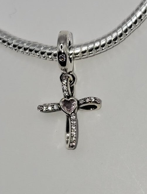 Authentic 925 Sterling Silver Sparkling Cross Pendant Charm 🔅