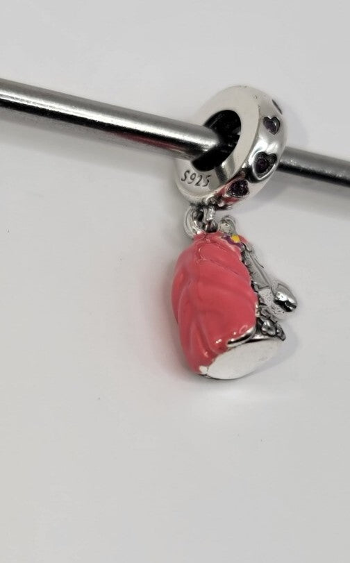 Authentic L'Amour Sterling Silver Sparkling Pink Unicorn Dangle Charm - A59