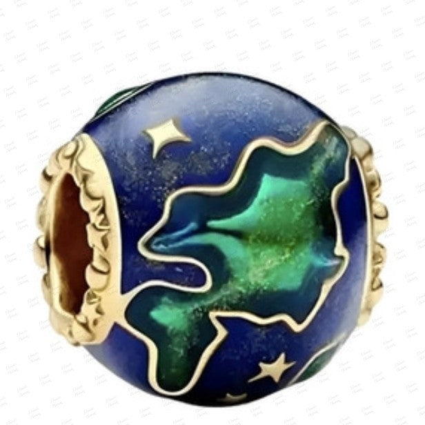 Autenthic Pandora Gold Plated Charm 762431C01 Planet Earth E39 w/ Box