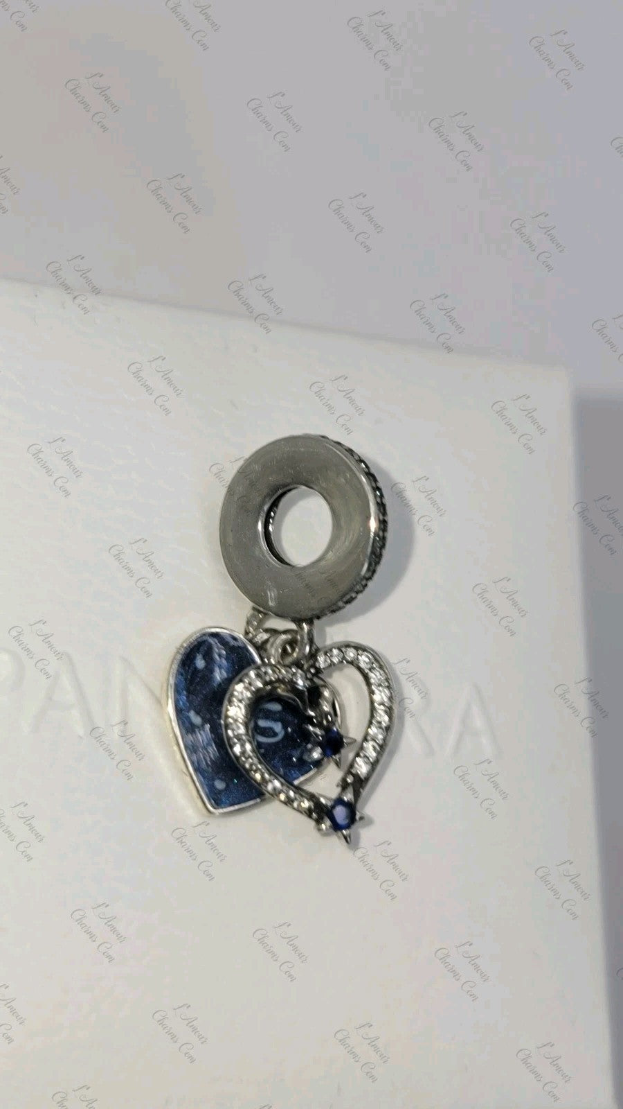 Authentic Celestial Shooting Star Heart Double Dangle Charm 792356C01 W/ Box