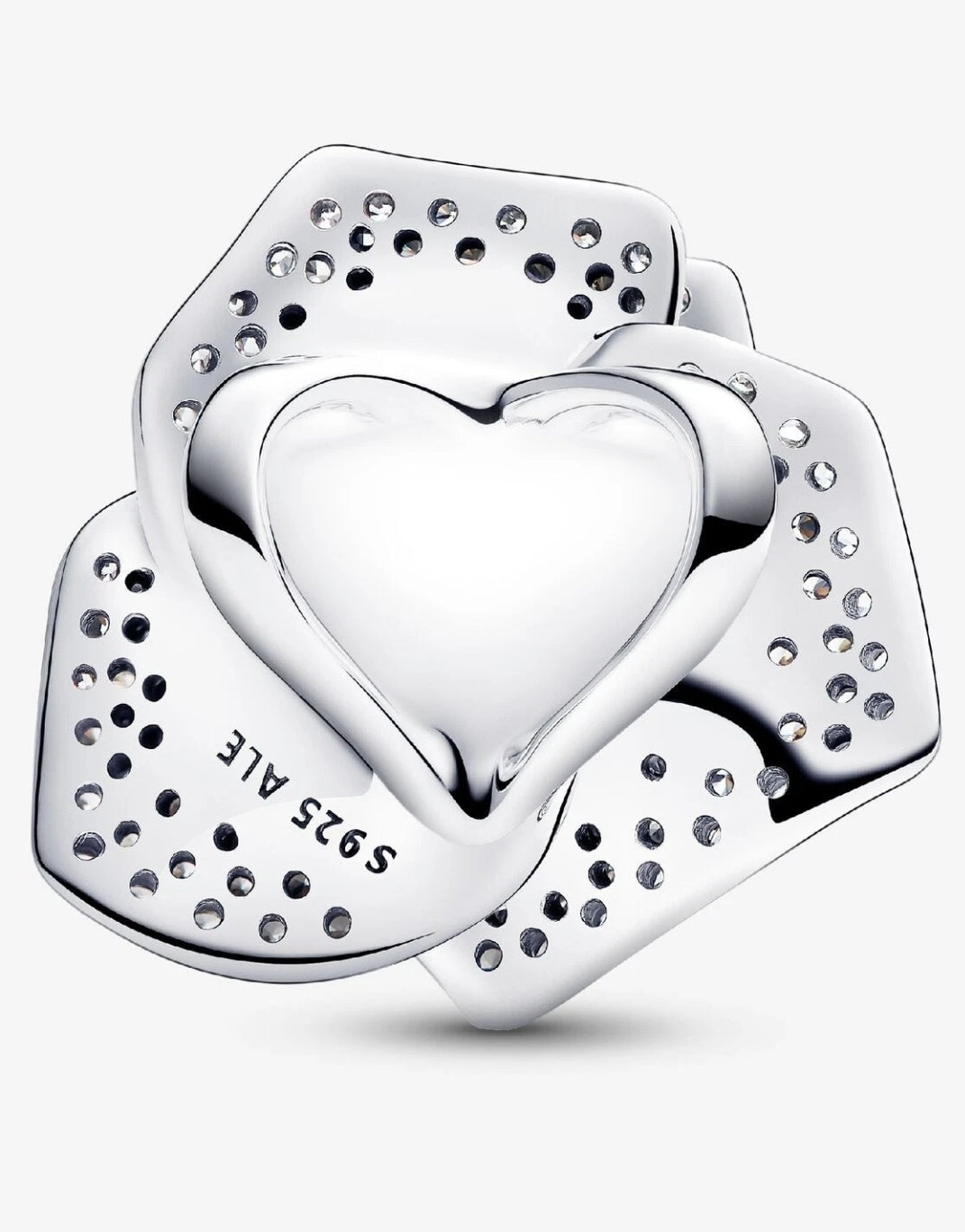 Genuine Pandora Silver Sparkling Rose in Bloom Oversized Charm #793245C01 w/ box