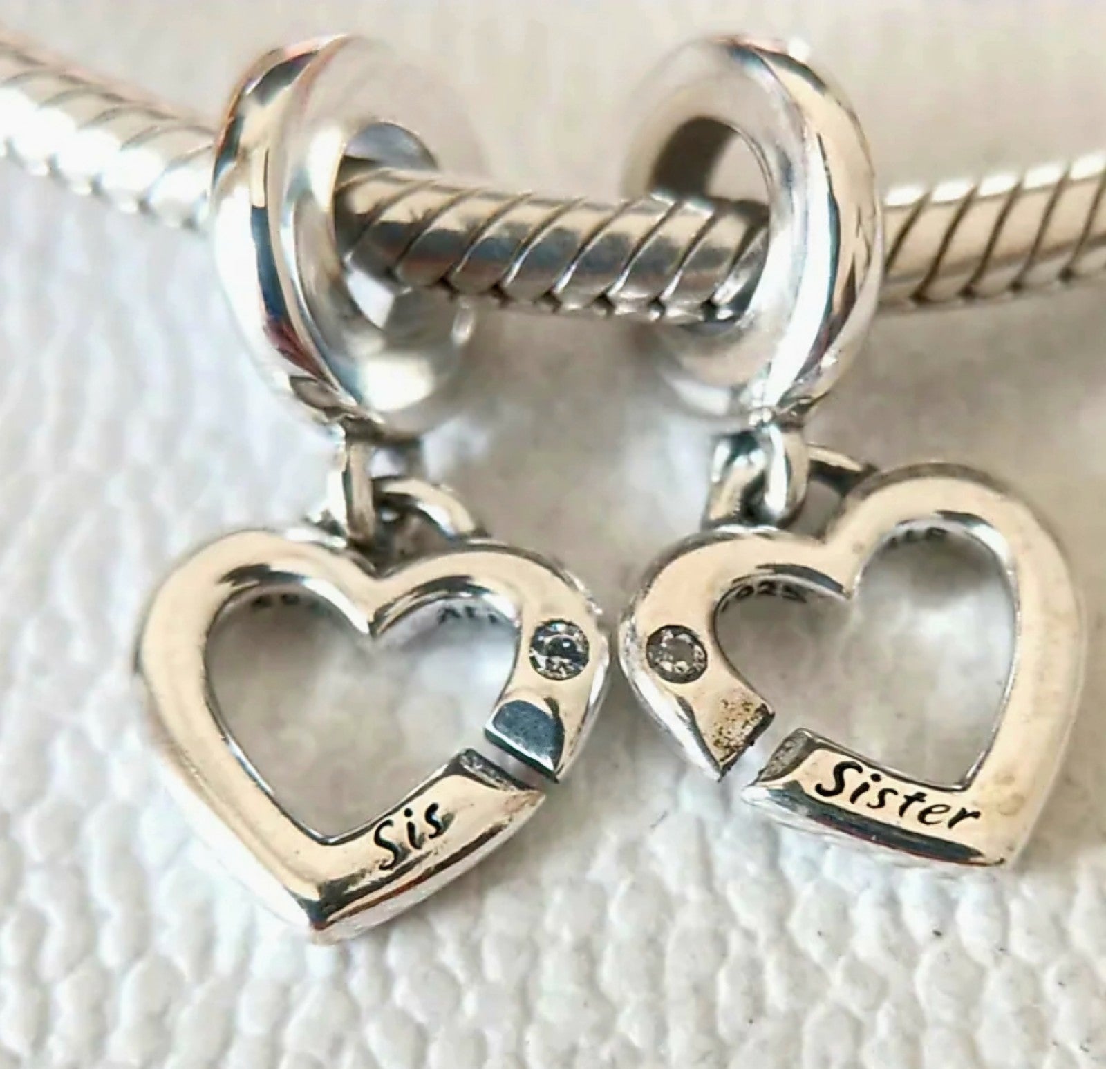 Authentic Pandora #799538C01 Linked Sisters Hearts Split Dangle Charm w/ Box