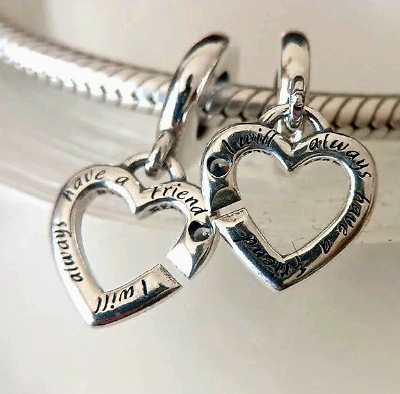 Authentic Pandora #799538C01 Linked Sisters Hearts Split Dangle Charm w/ Box